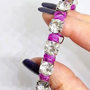 AEO Pink Woven Chunky Prong-set Rhinestone Lobster Clasp Bracelet